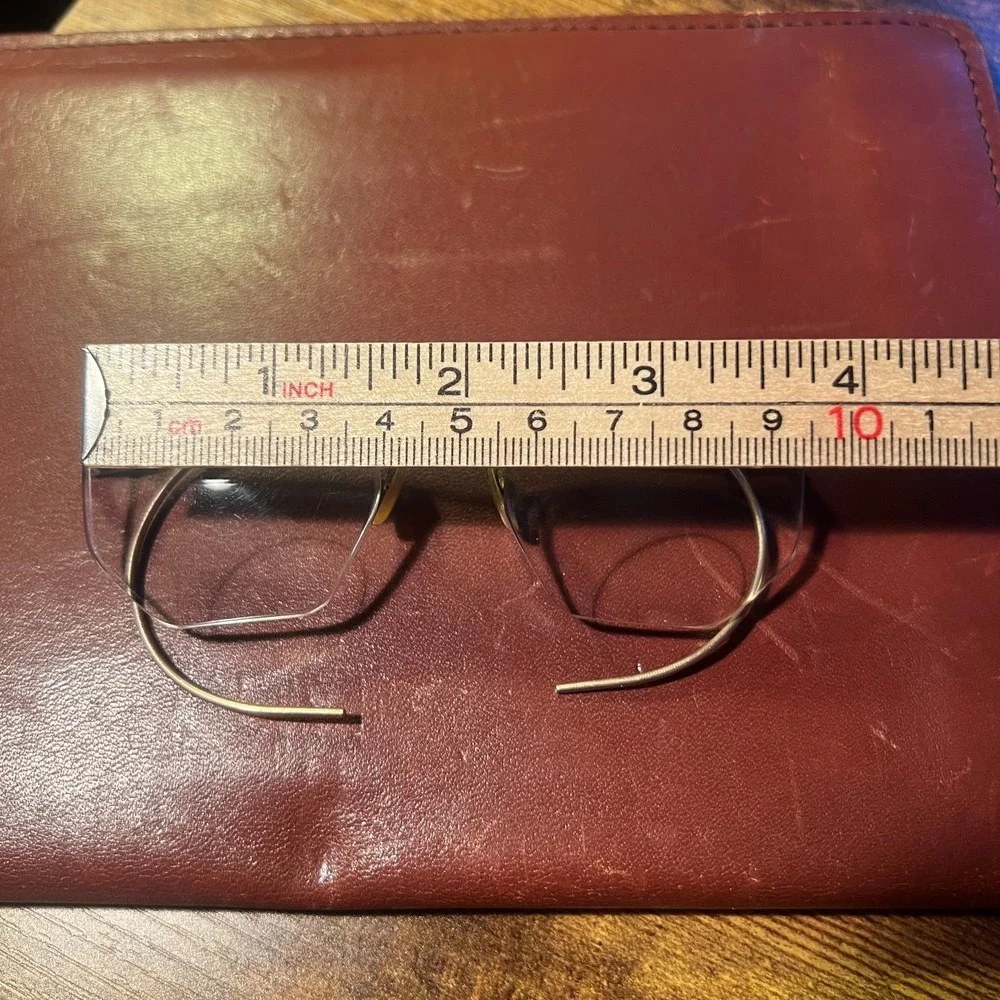 Antique Shuron 1/10 12K Gold Filled Hexagon Wire Rim Eyeglass Frames Vintage